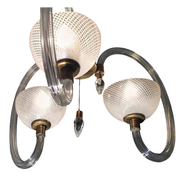 Precious Chandelier Reticello by Ercole Barovier, Venice, 1940s For Sale