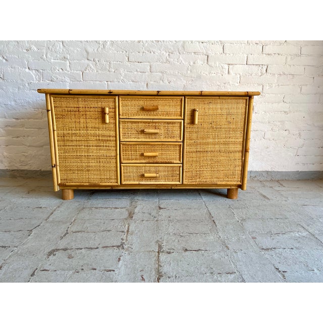Vintage Italian Rattan Sideboard, 1970s For Sale - Image 3 of 16