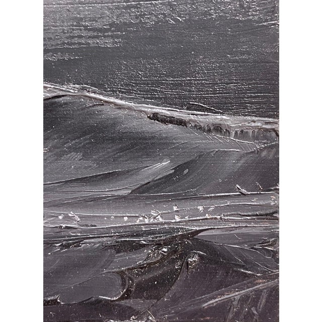 Early 21st Century There that yet may be by Todd Carpenter | Oil on Board Abstract landscape with dark clouds and mountains. For Sale - Image 5 of 5