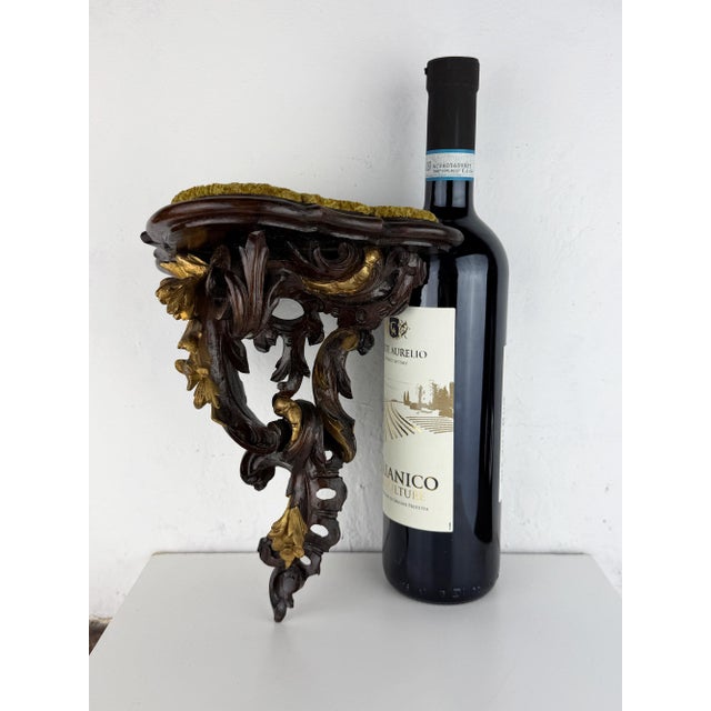 Antique Victorian Rococo Hand-Carved Wooden Wall Shelf with Gilt Accents For Sale - Image 10 of 16