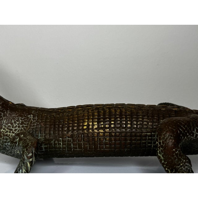 French Early 20th Century Bronze Crocodile Fountain Head Garden Outdoor Sculpture After Antoine-Louis Barye For Sale - Image 11 of 18