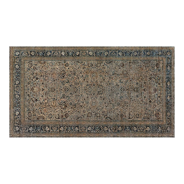 Fine Antique Persian Meshad Handmade Wool Carpet For Sale