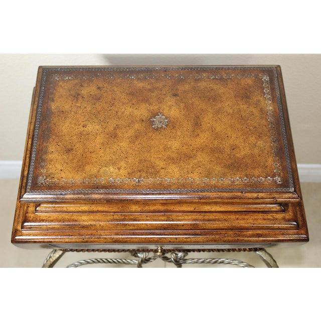 Rare 1980s Maitland Smith Vintage Gilt Steel Rope Vanity Table - French Style With Tassel End Legs and Lift-Top Storage For Sale - Image 12 of 17