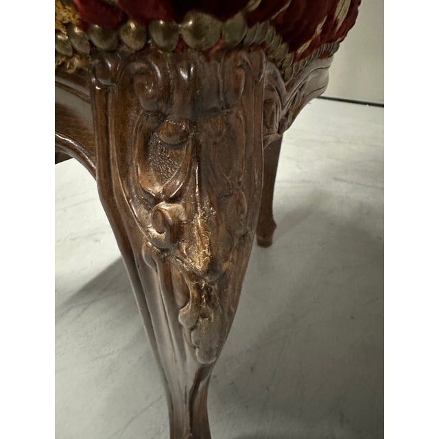 Pair of Antique Late 19th Century Rococo Revival Mahogany & Crimson Velvet Side Chairs For Sale - Image 11 of 12