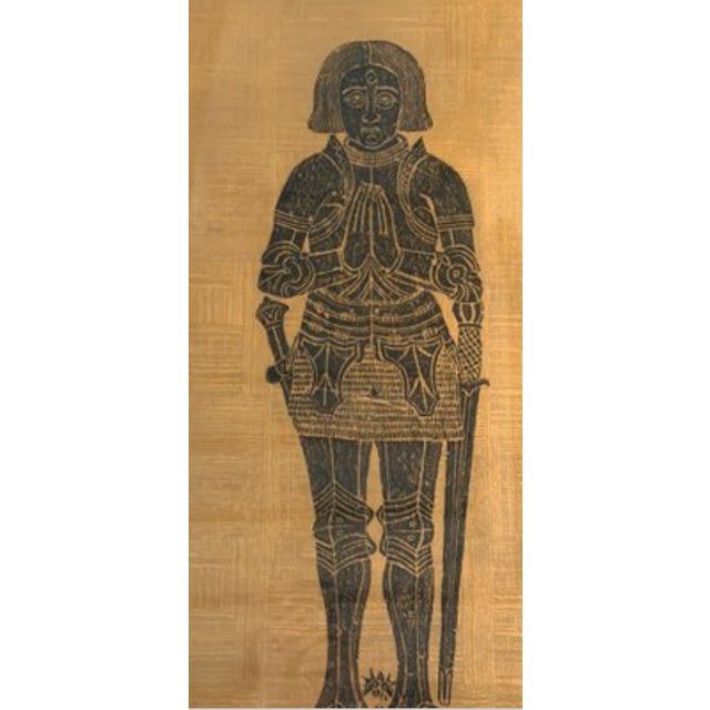 Paper Vintage English Brass Tomb Rubbing – Framed Medieval Style Wall Art For Sale - Image 7 of 8