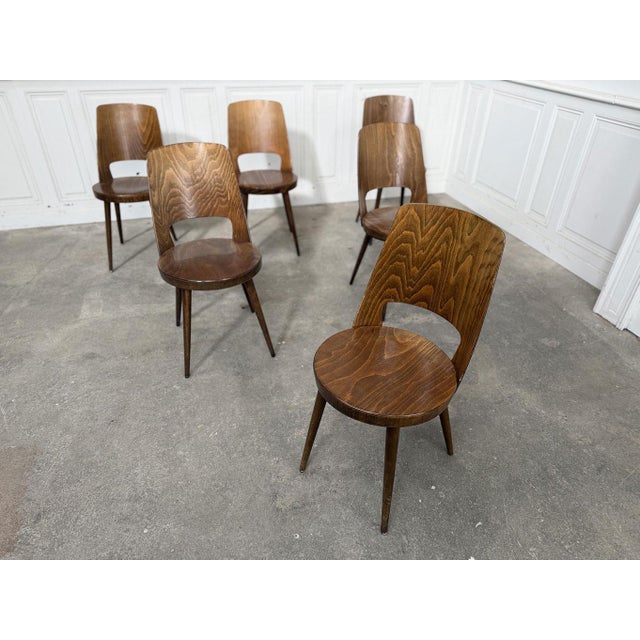 Frosted Brown Chairs from Baumann, 1960s, Set of 6 For Sale - Image 3 of 8