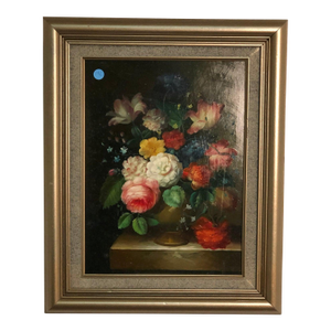 Late 20th Century Still Life Oil on Board, Framed