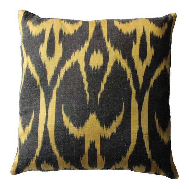 Contemporary Velvet Ikat Bohemian Throw Pillow Cover For Sale