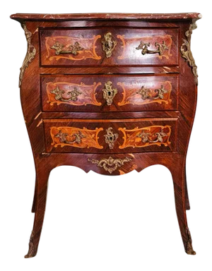 Curved Chest of Drawers with French Marble Top, 1930s