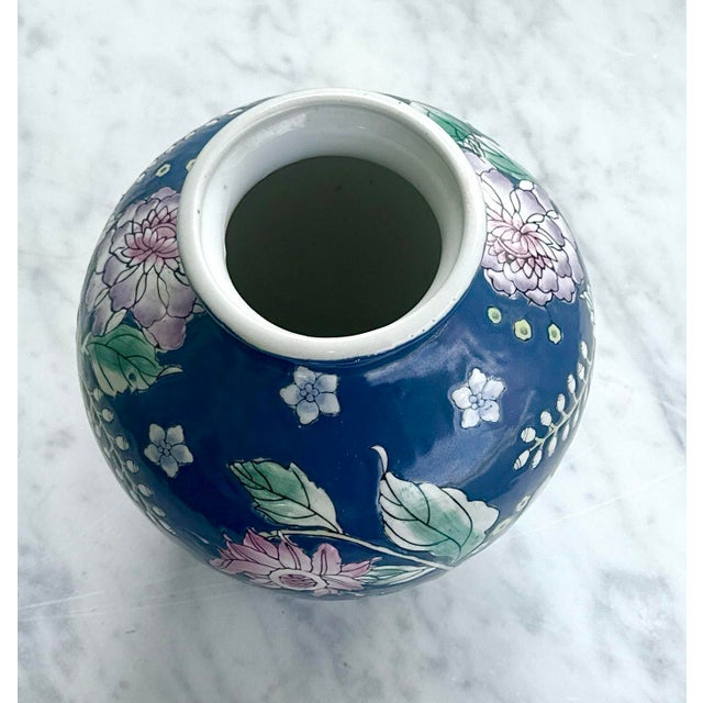 Chinoiserie Cobalt Blue Vase With Peonies For Sale In New York - Image 6 of 9