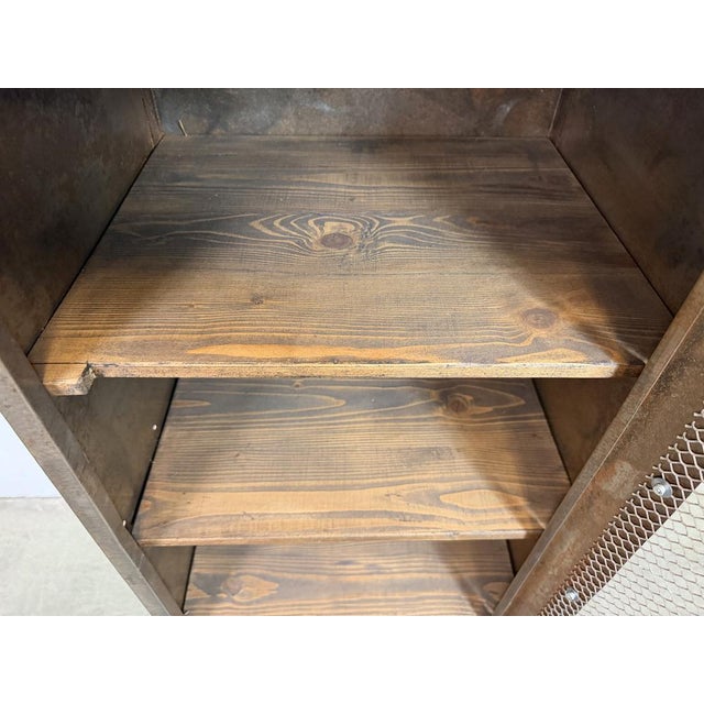 Industrial Iron Cabinet with Mesh Door, 1960s For Sale - Image 12 of 15