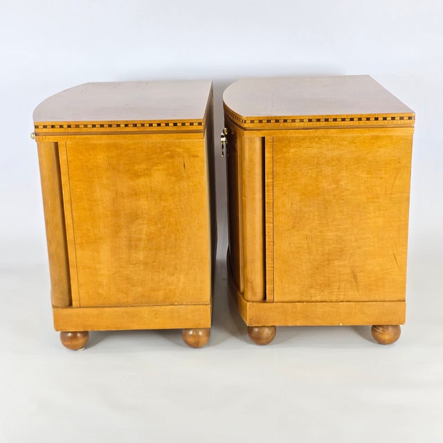 1980s Pair of Hickory White "Genesis Collection" Biedermeier Style Cabinet Nightstands For Sale - Image 10 of 12
