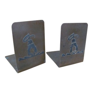 Silvercrest Arts & Crafts Sterling and Bronze Bookends - a Pair For Sale