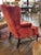 Queen Anne Vintage Pink Velvet Wingback Chair For Sale - Image 3 of 5