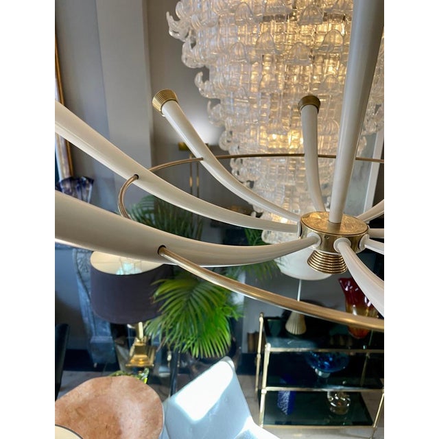 Italian Brass Chandelier, 1950s For Sale - Image 12 of 15