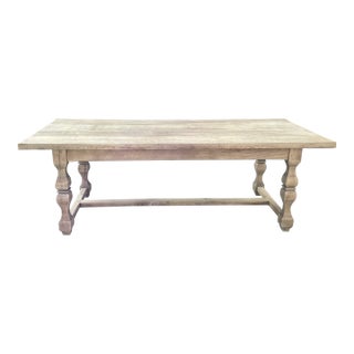 French Stripped and & Sanded Solid Plank Oak Farmhouse Table For Sale