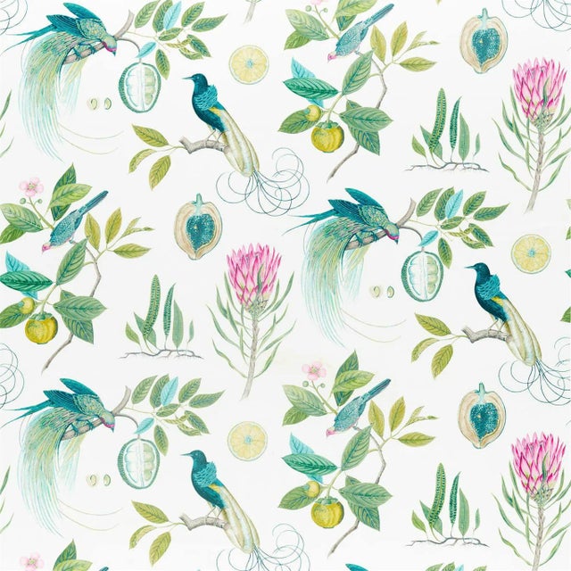 Sanderson Paradesia Fabric in Botanical Green For Sale