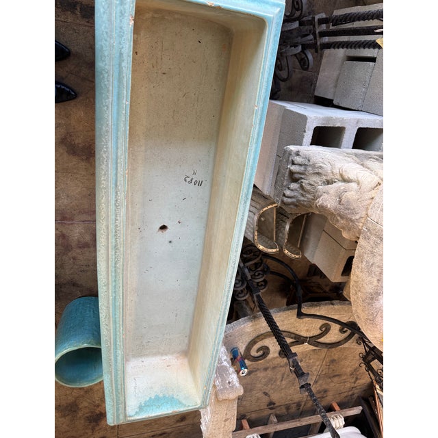 Spanish Revival 1930s Rare Monumental Gladding McBean Turquoise Glazed Architectural Terra Cotta Planter For Sale - Image 3 of 12