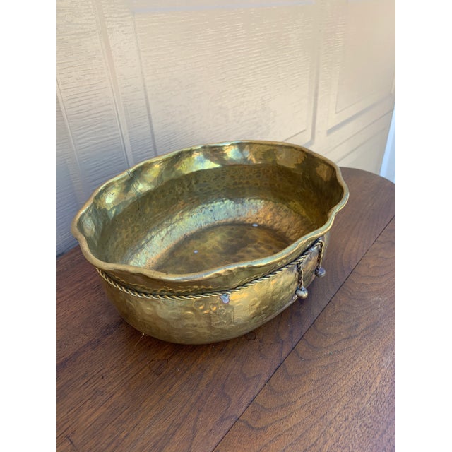 Late 20th Century Vintage English Country Trompe L’Oeil Brass Rope Cachepot For Sale - Image 5 of 10