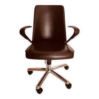 Martino Perego for Fasem Luna Brown Leather Office Chair For Sale