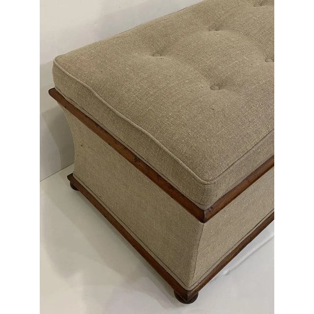English Upholstered Trunk or Pouffe Ottoman Seat on Casters For Sale In Austin - Image 6 of 13