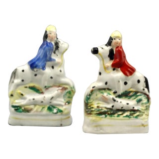 Antique Staffordshire Petite Equestrian Figurines, a Pair For Sale