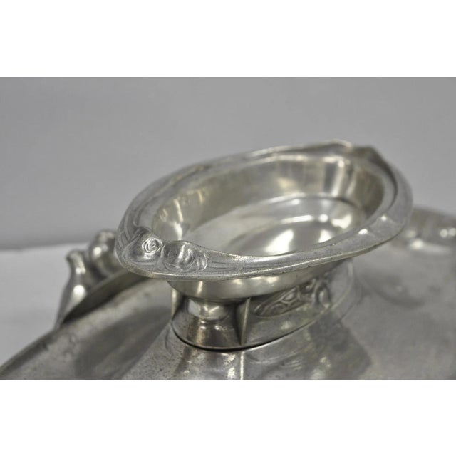 Antique Kayserzinn 4640 German Art Nouveau Pewter Metal Serving Platter W Birds For Sale - Image 15 of 18