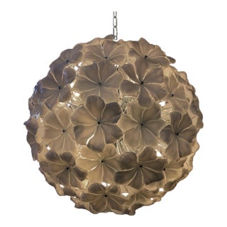 Venetian Beige Flowers Murano Style Glass Sputnik Chandelier For Sale
