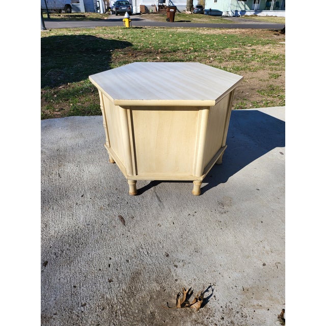 Cream 1980s Vintage Boho Chic Faux Bamboo Mersman Side Table For Sale - Image 8 of 12