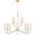 Chapman & Myers for Visual Comfort Signature Reagan Grande Two-Tier Chandelier in Antique-Burnished Brass & Crystal with Linen Shades For Sale