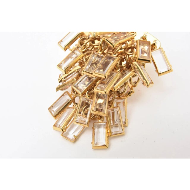 Vintage Sorrelli Cascading Swarovski Crystal Glass Sculptural Clip on Earrings, 1980's For Sale In Miami - Image 6 of 7