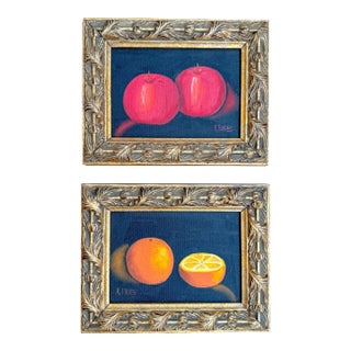 Vintage Modernist Fruit Still Life Original Paintings For Sale