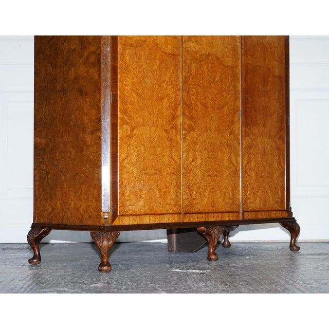 Burr Walnut Triple Wardrobe with Queen Anne Legs For Sale - Image 18 of 18