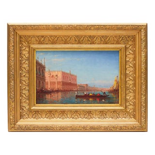 Charles-Clément Calderon, View of the Doges Palace and St Marks Square in Venice, 1870, Oil on Panel, Framed For Sale
