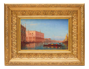 Charles-Clément Calderon, View of the Doges Palace and St Marks Square in Venice, 1870, Oil on Panel, Framed