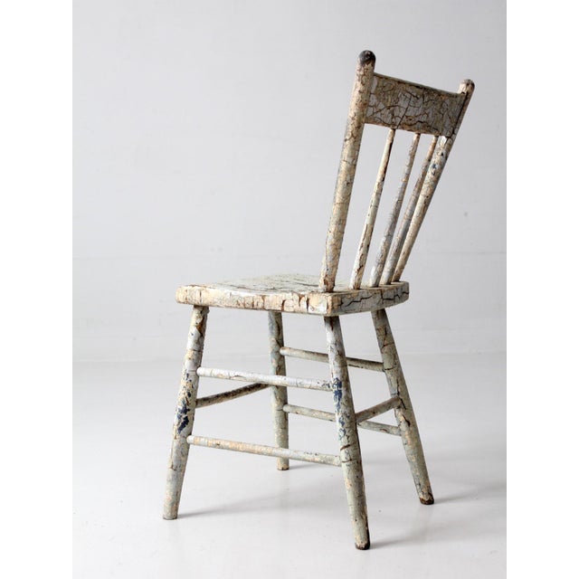 Early 20th Century Antique Primitive Plank Seat Chair For Sale - Image 5 of 15