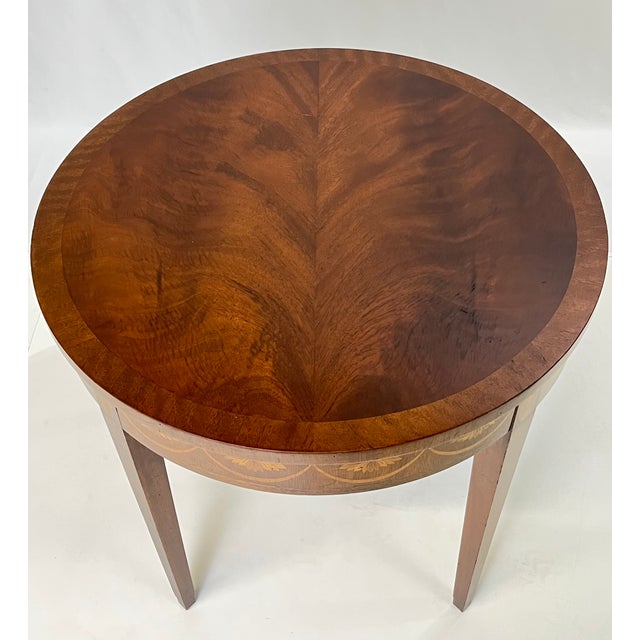 Brown Late 20th Century Baker Furniture Federal Style Mahogany Drum Table With Candle Slides For Sale - Image 8 of 15