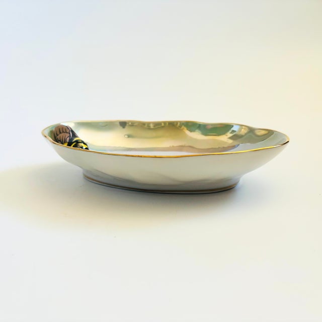 Mid 20th Century Noritake Lusterware Art Porcelain Bowl With Cicada For Sale - Image 5 of 10