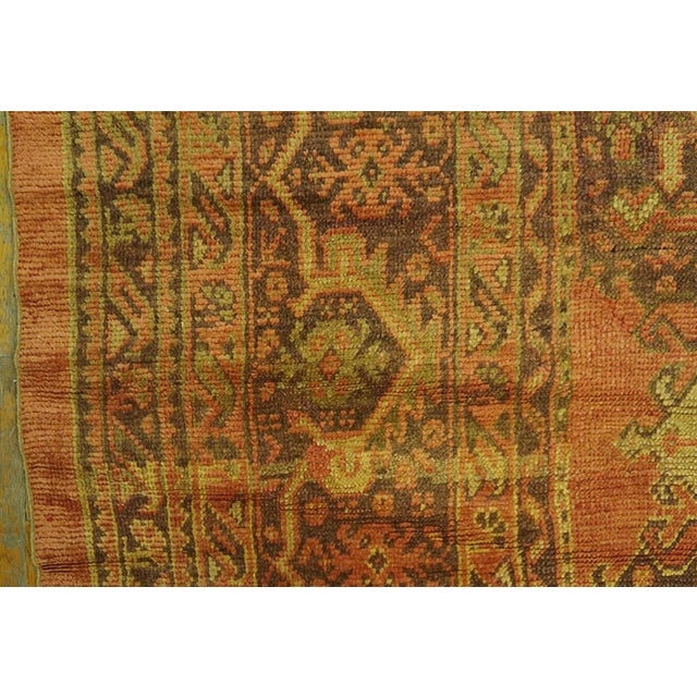 1900s Orange Salmon Geometric Antique Decorative Turkish Oushak Rug 17' X 19'8" Handknotted Wool Carpet For Sale In New York - Image 6 of 7