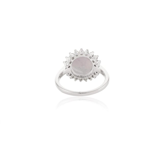 Not Yet Made - Made To Order Cabochon 4.63 Carat Star Sapphire Halo Diamond Art Deco Ring Size 7 For Sale - Image 5 of 8