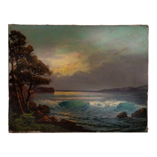 Early 20th Century Belgium Burnt Orange Canvas Painting For Sale