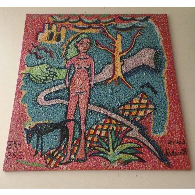 Mid 20th Century Abstract Figurative Acrylic Painting on Canvas by Louis Recchia For Sale - Image 4 of 9