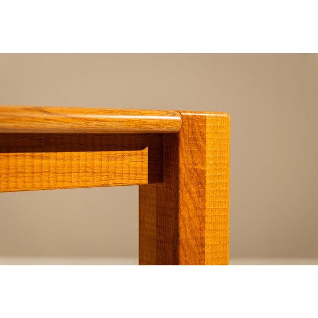 Oak Dining Table with Botticino Marble Inlay from Officina Rivadossi, Italy 1970s For Sale - Image 12 of 15