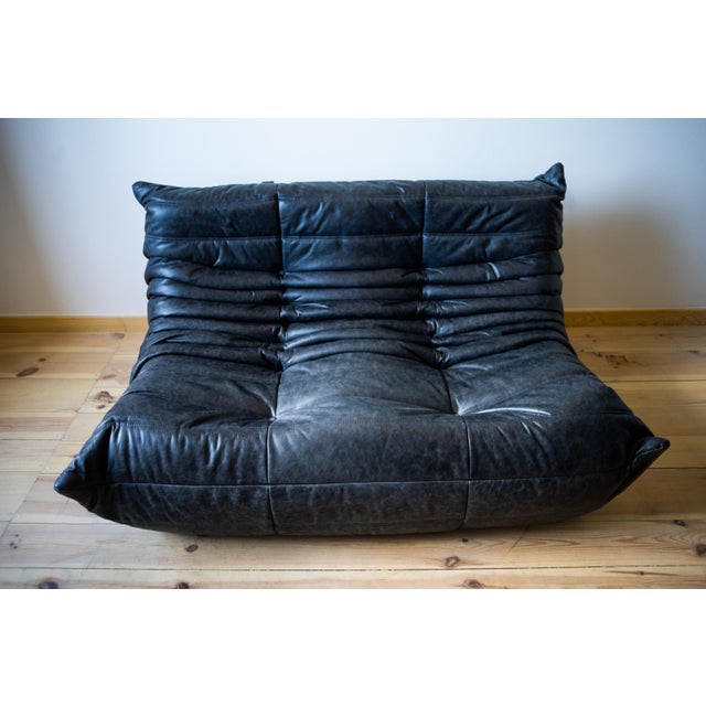 Black Togo Living Room Set in Dubai Leather by Michel Ducaroy for Ligne Roset, Set of 5 For Sale - Image 3 of 18