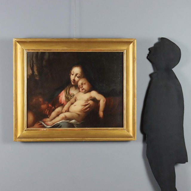 Oil on canvas. In this beautiful composition, the Baby Jesus stands out, deeply asleep in his mother's arms, in a luminous...