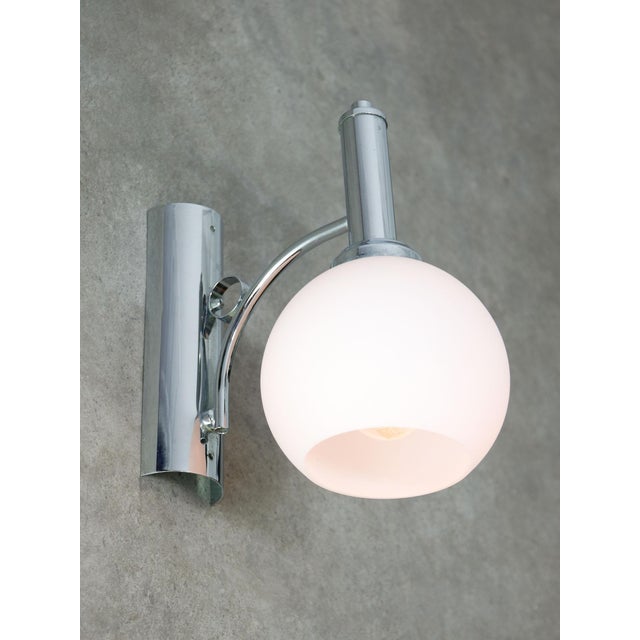 Silver Vintage Italian Chrome and Opaline Wall Lamp, 1970s For Sale - Image 8 of 8
