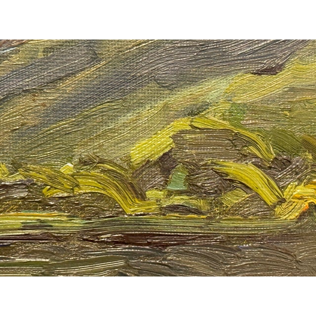 Green Oil on Canvas Landscape, Vintage For Sale - Image 8 of 12