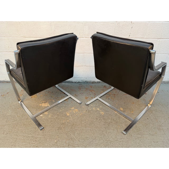 Black Mid 20th Century Leather and Chrome Armchairs Attributed to Rudolf Glatzel for Walter Knoll For Sale - Image 8 of 18