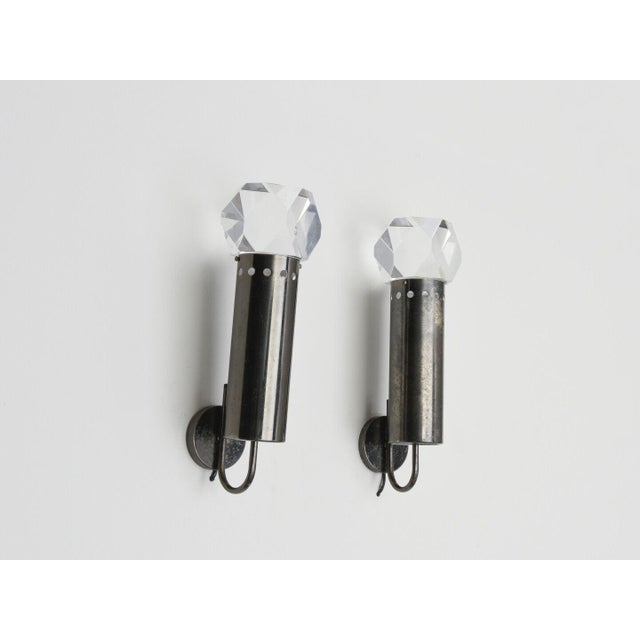 Metal Brass and Acrylic Glass Wall Lights by Gaetano Sciolari for Sciolari, 1970s, Set of 2 For Sale - Image 7 of 8