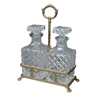 Bronze and Crystal Liquor Cabinet, Late 19th Century, Set of 3 For Sale